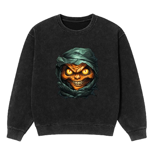 Halloween Spooky Cartoon Mummy Mineral Wash Sweatshirts