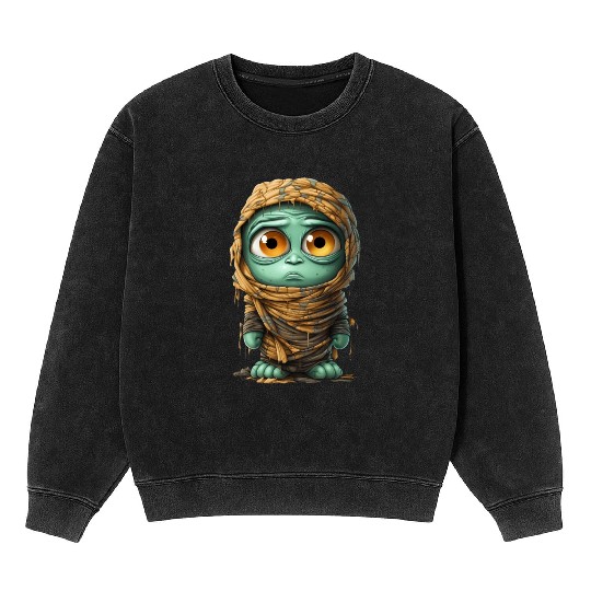 Halloween Spooky Cartoon Mummy Mineral Wash Sweatshirts