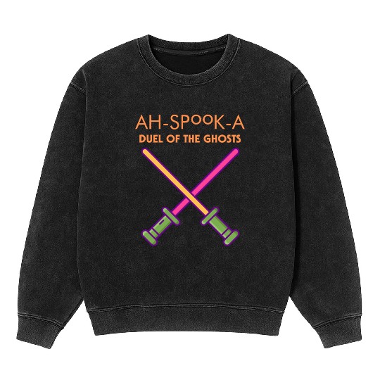 Ahs-Booka: Duel of the Ghosts Retro Halloween Mineral Wash Sweatshirts
