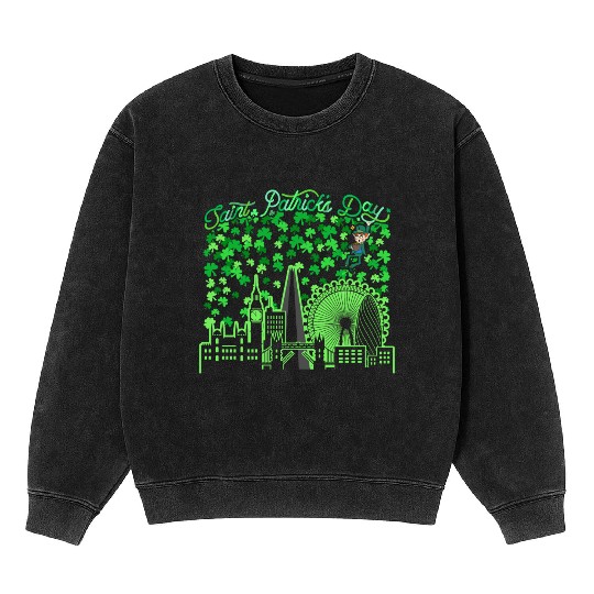 Saint Patrick's Day London United Kingdom Mineral Wash Sweatshirts