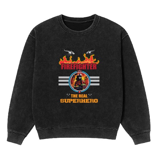 Fire Fighter Mineral Wash Sweatshirts-Superhero Mineral Wash Sweatshirts