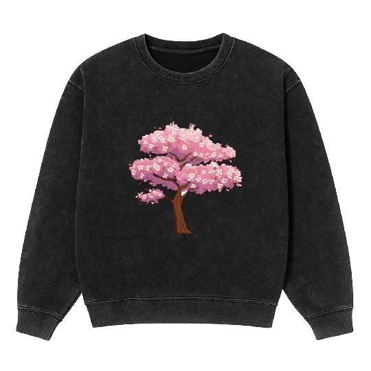 Sakura Serenity: Blossom-Infused Mineral Wash Sweatshirts