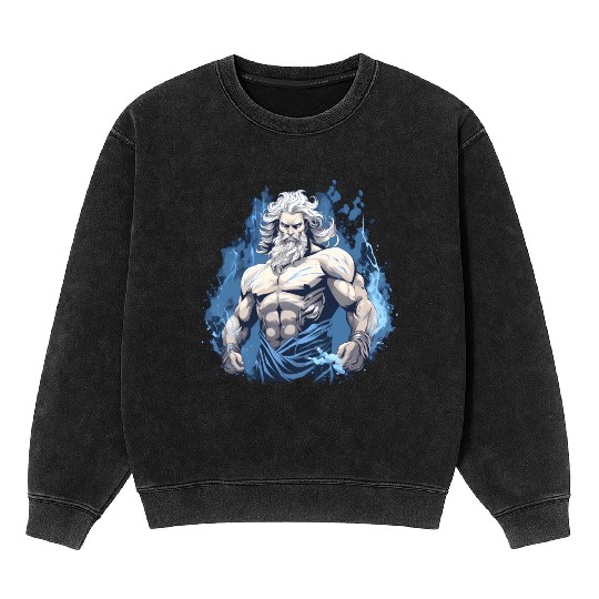 Zeus' Thunderbolt: Godly Gym Dominance Mineral Wash Sweatshirts