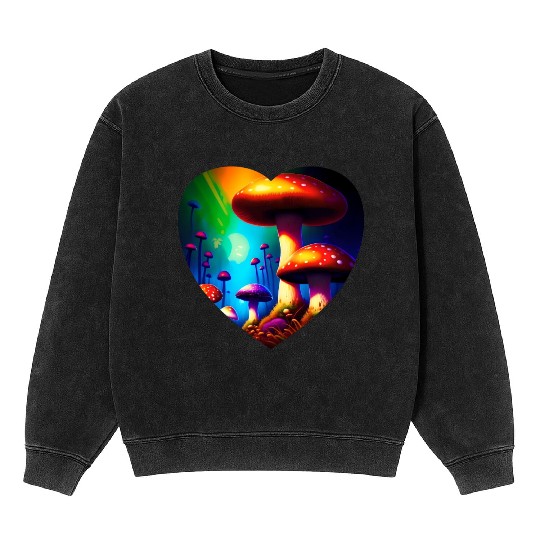Love mushrooms Mineral Wash Sweatshirts