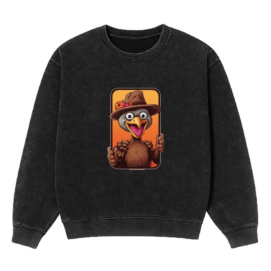 Selfie Bird Turkey Holiday Animal Pet Lover Mineral Wash Sweatshirts