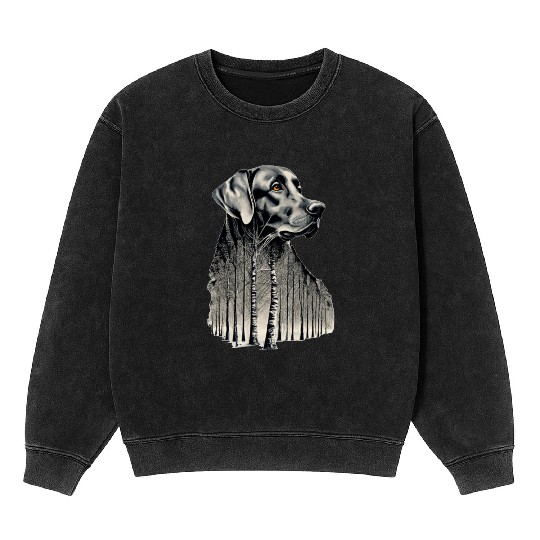 Funny black labrador charcoal drawing Mineral Wash Sweatshirts