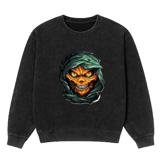 Halloween Spooky Cartoon Mummy Mineral Wash Sweatshirts
