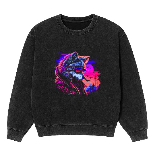Midnight Synth Serenade Mineral Wash Sweatshirts