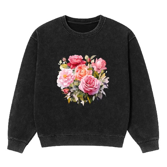 Nature's Artistic Elegance English Rose Tapestry Mineral Wash Sweatshirts