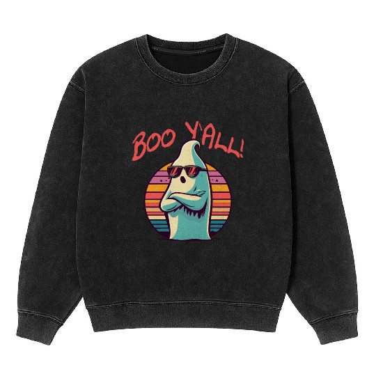 Boo Y`All! funny ghost Mineral Wash Sweatshirts