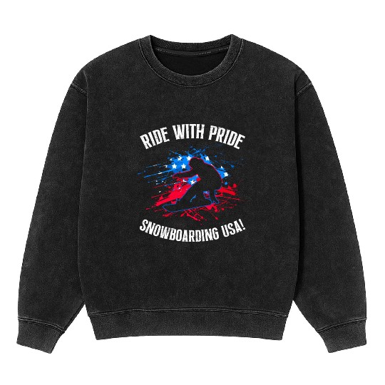 Snowboard Mineral Wash Sweatshirts Ride with Pride Snowboarding USA