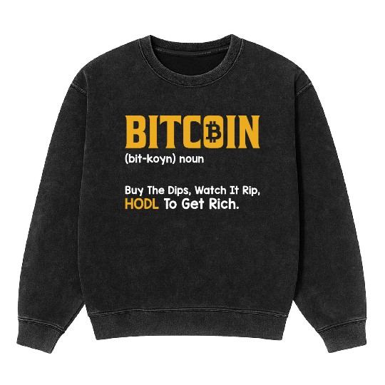 Vintage Bitcoin Definition Design Mineral Wash Sweatshirts