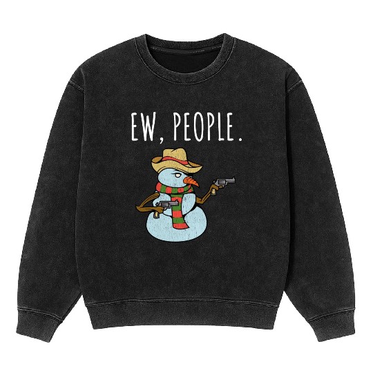 Ew People Armed Snowman Distressed Mineral Wash Sweatshirts
