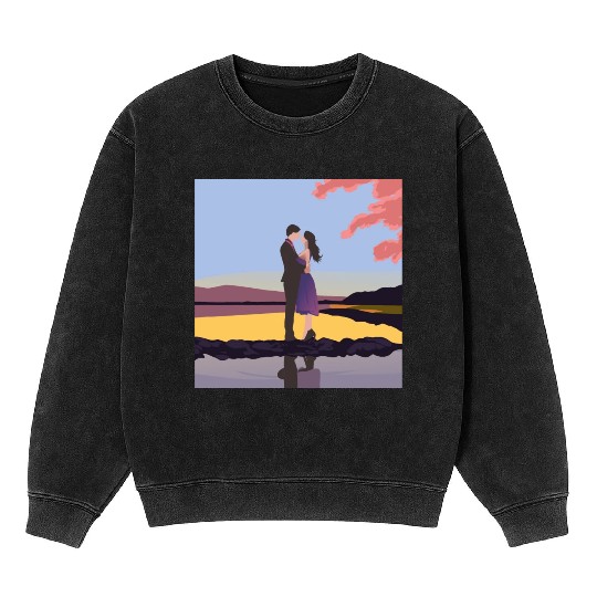 Romantic couple dance with sakura flowers Mineral Wash Sweatshirts