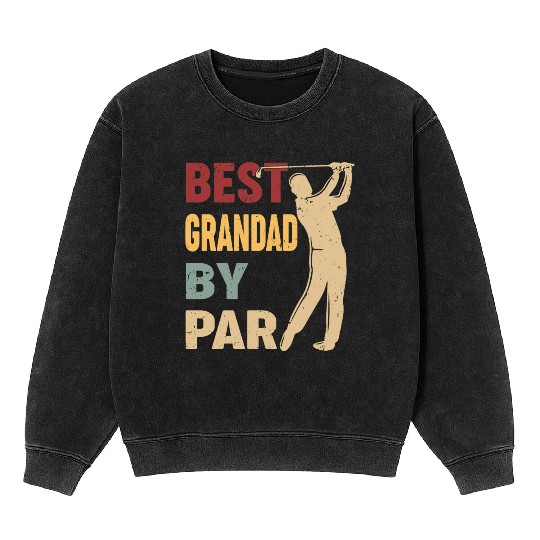 Best Grandad By Par Funny Golf Vintage Mineral Wash Sweatshirts