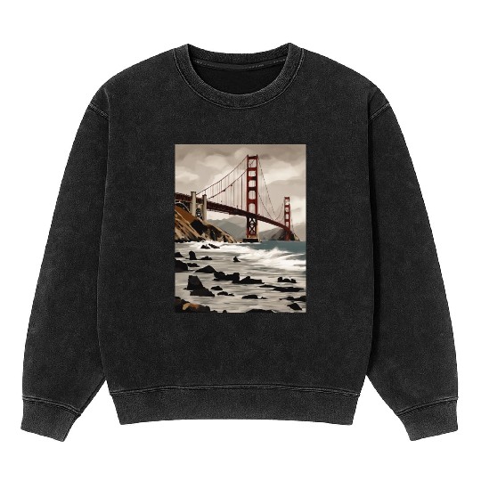 Golden Gate Bridge California Mineral Wash Sweatshirts, Golden Gate