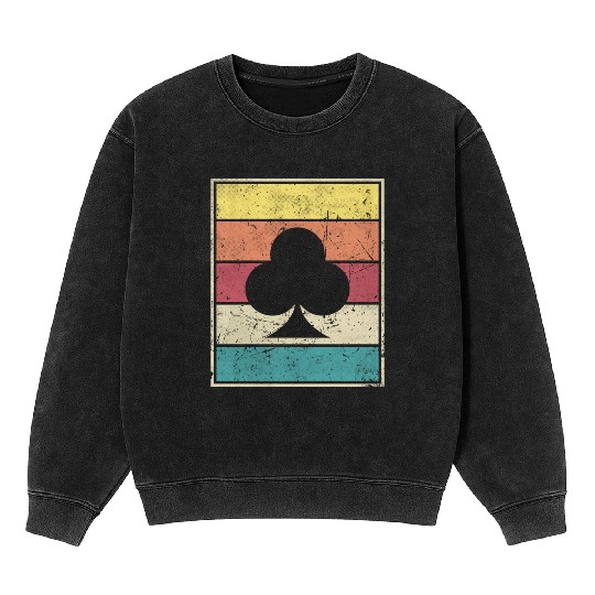 Clubs Playing Card Poker Symbol Mineral Wash Sweatshirts