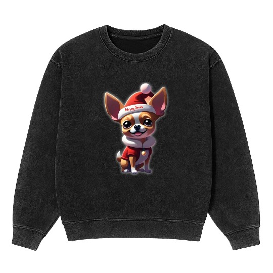 Little Chihuahua Merry Xmas Mineral Wash Sweatshirts