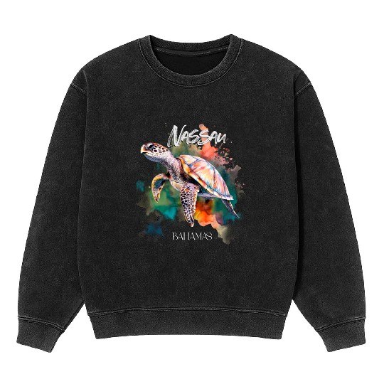Bahamas Seat Turtle Bahamian Flag Beach Great Shar Mineral Wash Sweatshirts