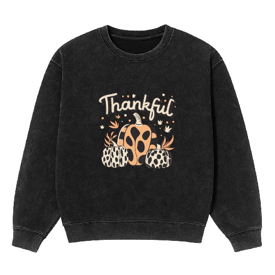 Thankful Thanksgiving Fall Vibes Mineral Wash Sweatshirts