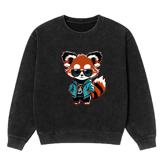 Kawaii Red Panda Mineral Wash Sweatshirts