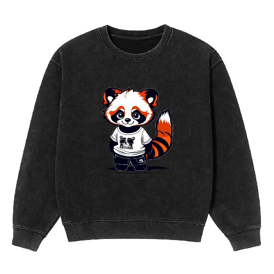 Red Panda Cub Mineral Wash Sweatshirts