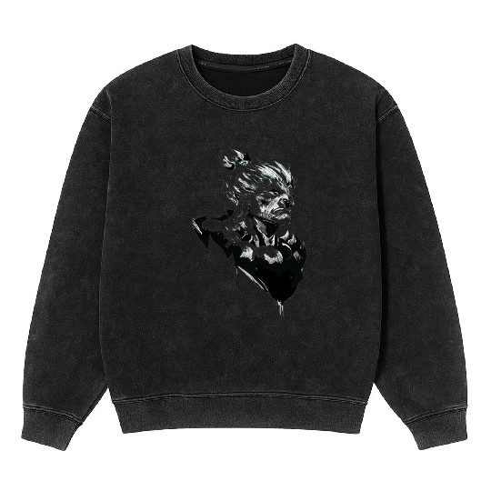 Monochrome Street Fighter: Akuma's Knightly FanAr Mineral Wash Sweatshirts
