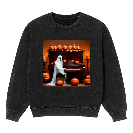 The ghost plays the piano in the ghost house. Mineral Wash Sweatshirts