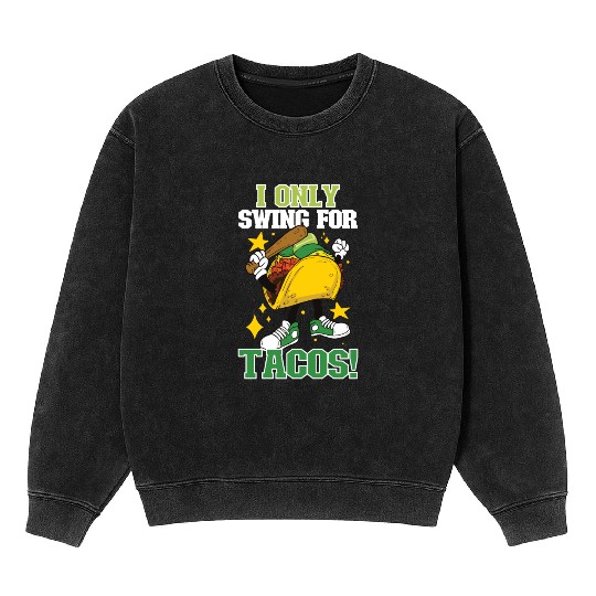 Taco Mexican Food Baseball Card Baseball Player Mineral Wash Sweatshirts