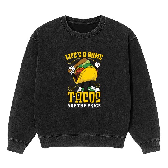 Taco Mexican Food Baseball Card Baseball Player Mineral Wash Sweatshirts