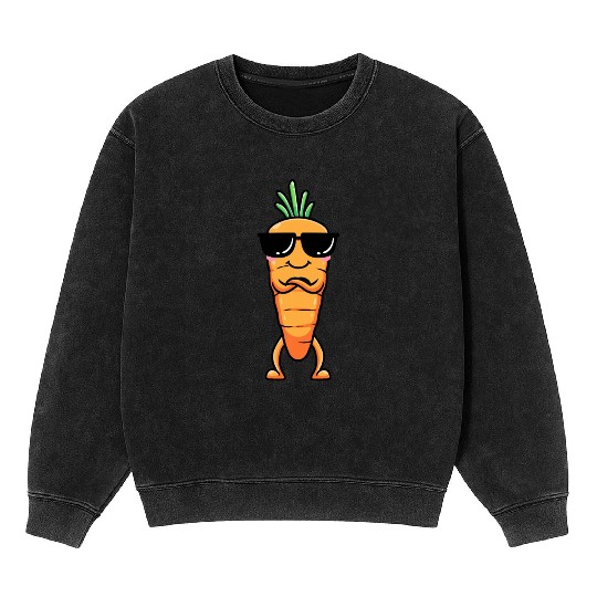 Carrot Emoticon Vegetable Vegan Vegetarian Mineral Wash Sweatshirts