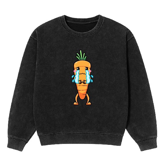 Carrot Emoticon Vegetable Vegan Vegetarian Mineral Wash Sweatshirts