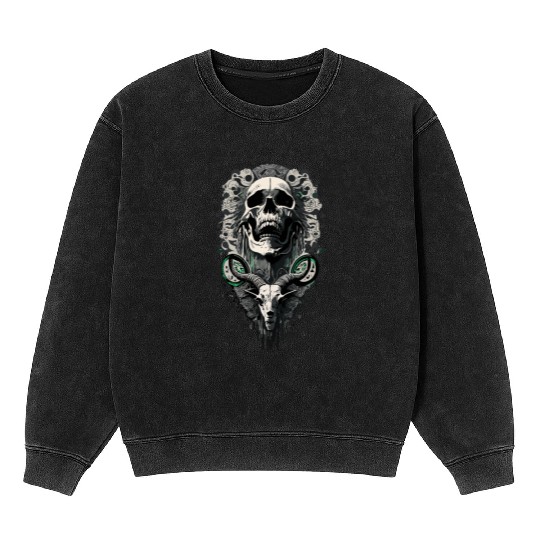skull and goat Tattoo Mineral Wash Sweatshirts