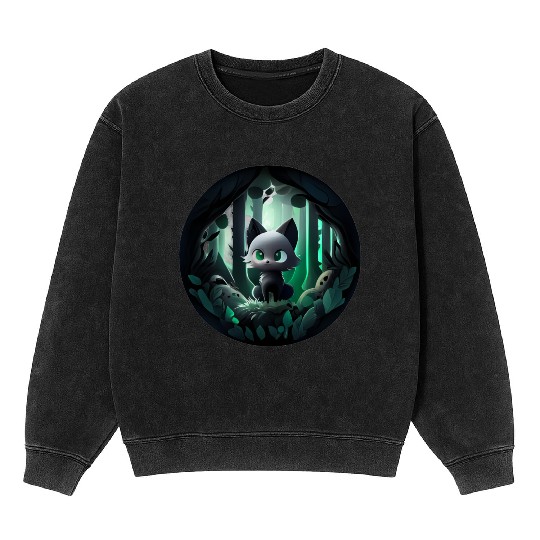 surreal black and white forest with a hidden wolf6 Mineral Wash Sweatshirts