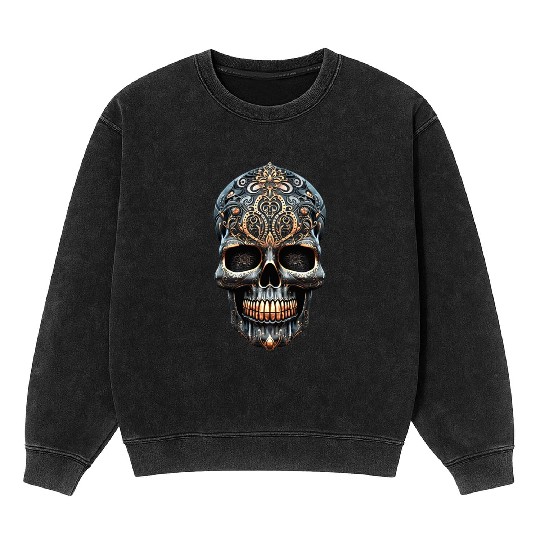 Vintage Day of the Dead Mexican Art Candy Skulls Mineral Wash Sweatshirts