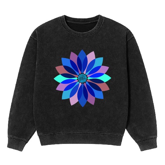 Neon Floral Mandala Mineral Wash Sweatshirts