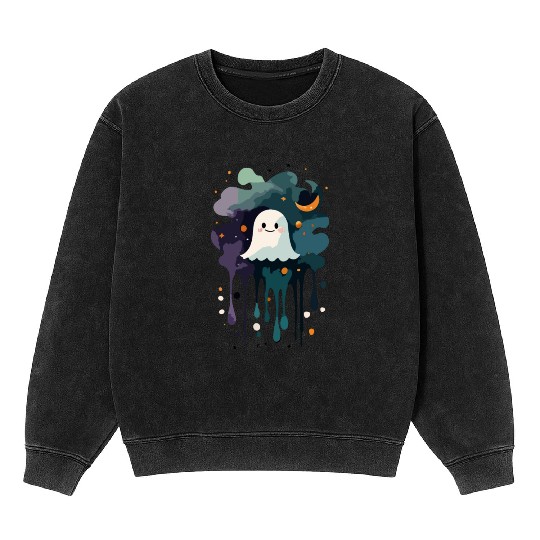 Cute Ghost Mineral Wash Sweatshirts