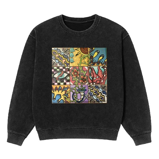 Hand painted wooden squares art by KateToxin Mineral Wash Sweatshirts
