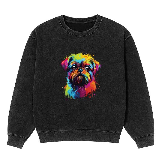 Watercolor Colorful Belgian Dwarf Griffons Mineral Wash Sweatshirts