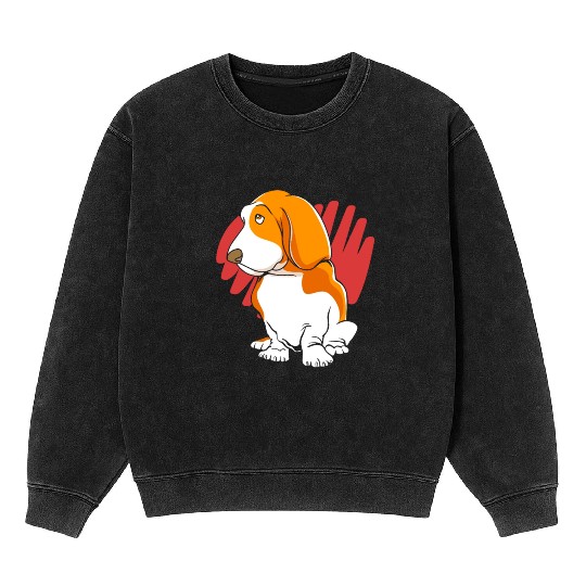 Cute Puppy Pet Dog Lover Basset Hound Mineral Wash Sweatshirts