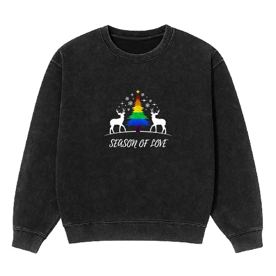 Gay Christmas Tree Gay Couple Season Of Love Mineral Wash Sweatshirts