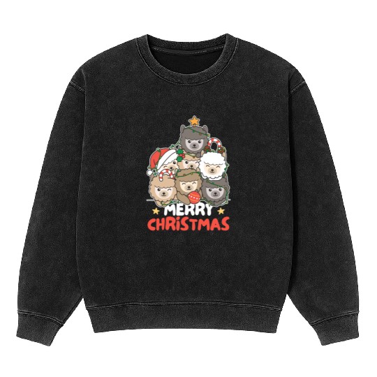 Alpaca Christmas Tree Merry Christmas Mineral Wash Sweatshirts