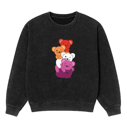 Lesbian Flag Pride Lgbtq Cute Mouse Mineral Wash Sweatshirts