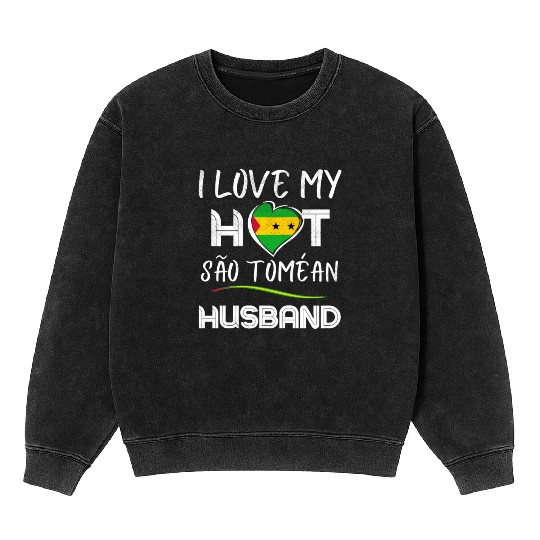 São Toméan Husband Proud Wife Mineral Wash Sweatshirts