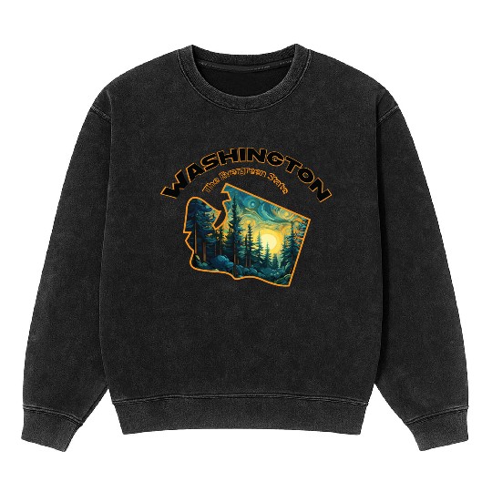 Washington Wildlife - evergreen Mineral Wash Sweatshirts