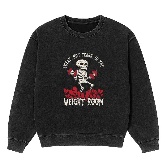 Anti Valentine´s Day Broken Heart Powerlifting Gym Mineral Wash Sweatshirts