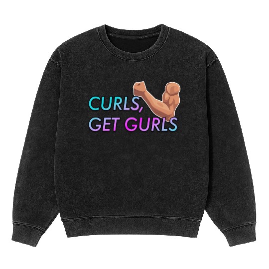 CURLS GET GURLS GYM MUSCLE Mineral Wash Sweatshirts