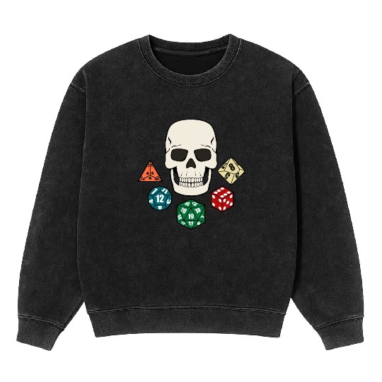TABLETOP GAMER DICE SKULL PIRATE JOLLY ROGER Mineral Wash Sweatshirts
