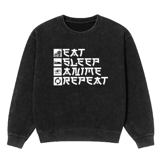 Anime Typography Mineral Wash Sweatshirts Japanese Manga Mineral Wash Sweatshirts