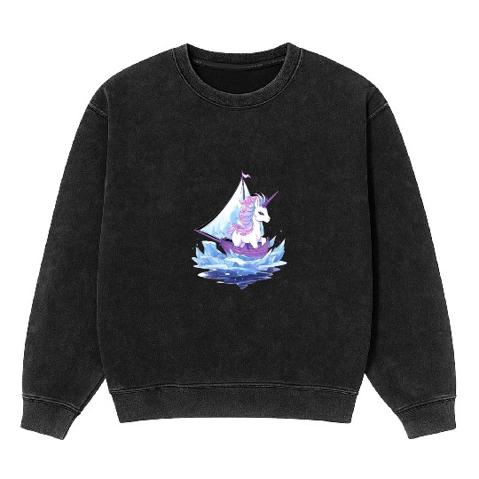 Ice Sailing Unicorn Ice Sailor Ice Boating Mineral Wash Sweatshirts